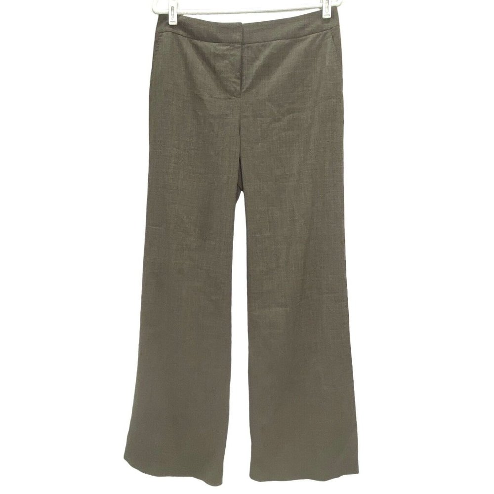 Lafayette 148 New York Dress Pants Womens 10 Gray Wool Blend Straight Leg Career
